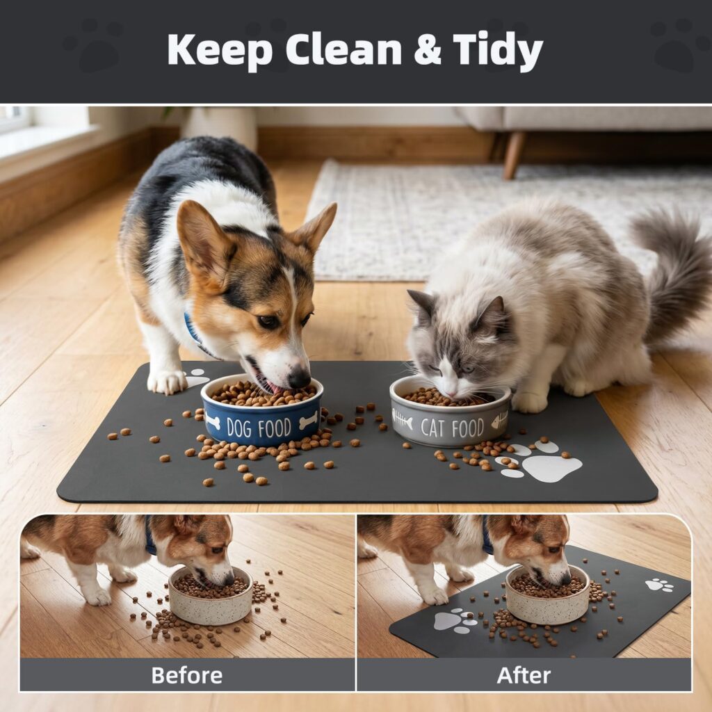 Absorbent Water Bowl Mat for Messy Drinkers view 3
