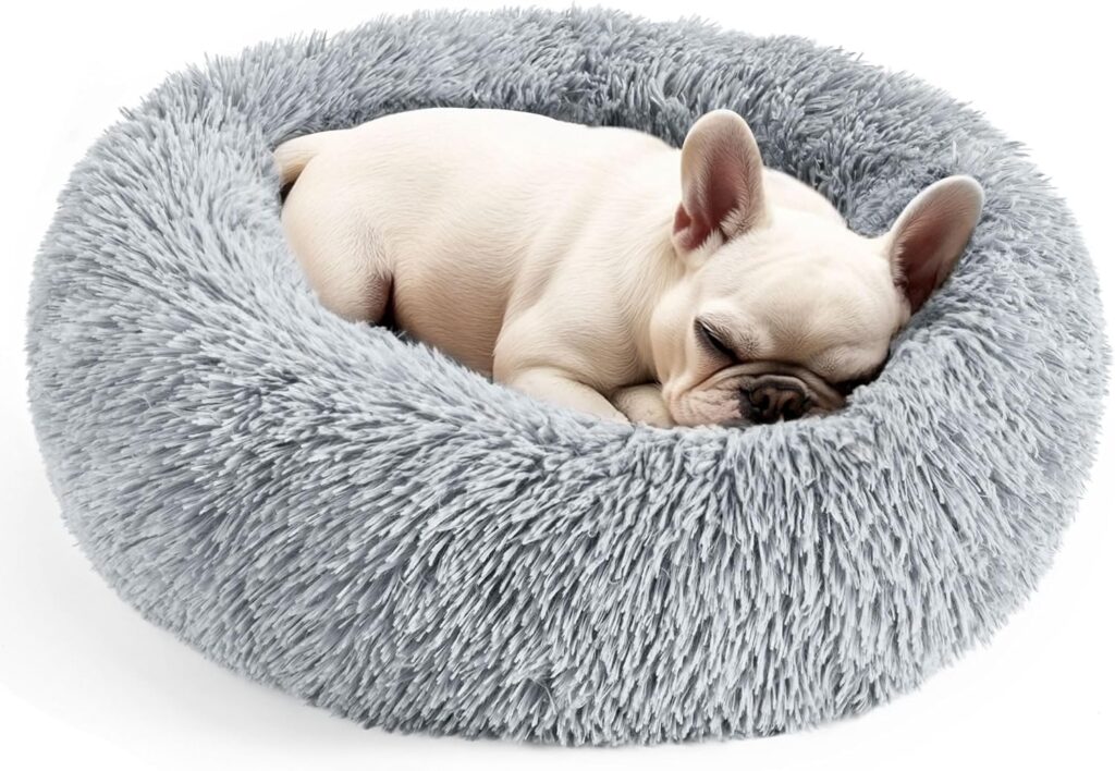 Plush Calming Donut Bed for Cats & Small Dogs