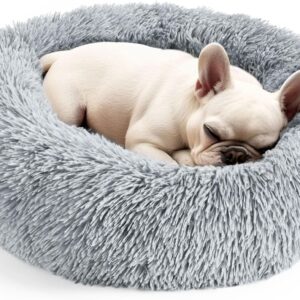 Plush Calming Donut Bed for Cats & Small Dogs