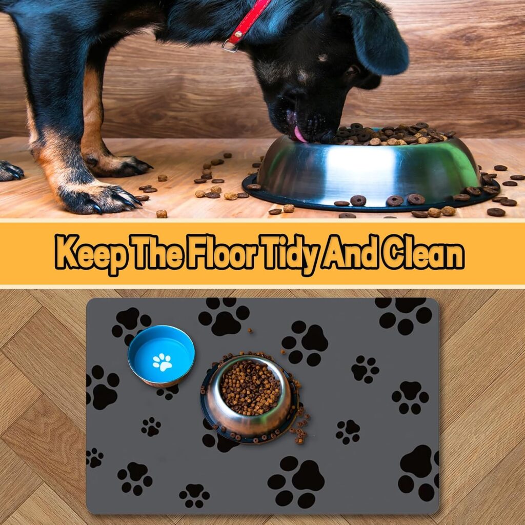 Quick-Dry Pet Feeding Mat with Paw Print Design view 3
