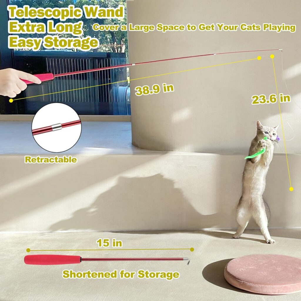 Retractable Feather Wand Cat Toy Set view 3