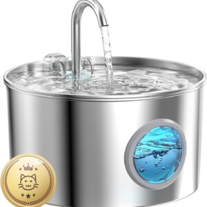 Stainless Steel Cat Water Fountain – 74 oz
