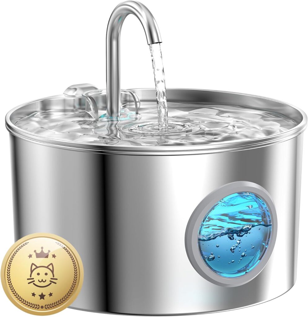 Stainless Steel Cat Water Fountain – 74 oz