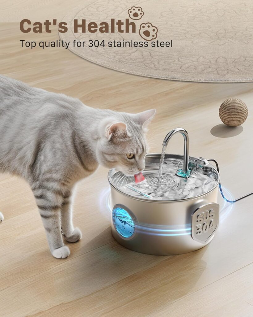 Stainless Steel Cat Water Fountain – 74 oz view 2