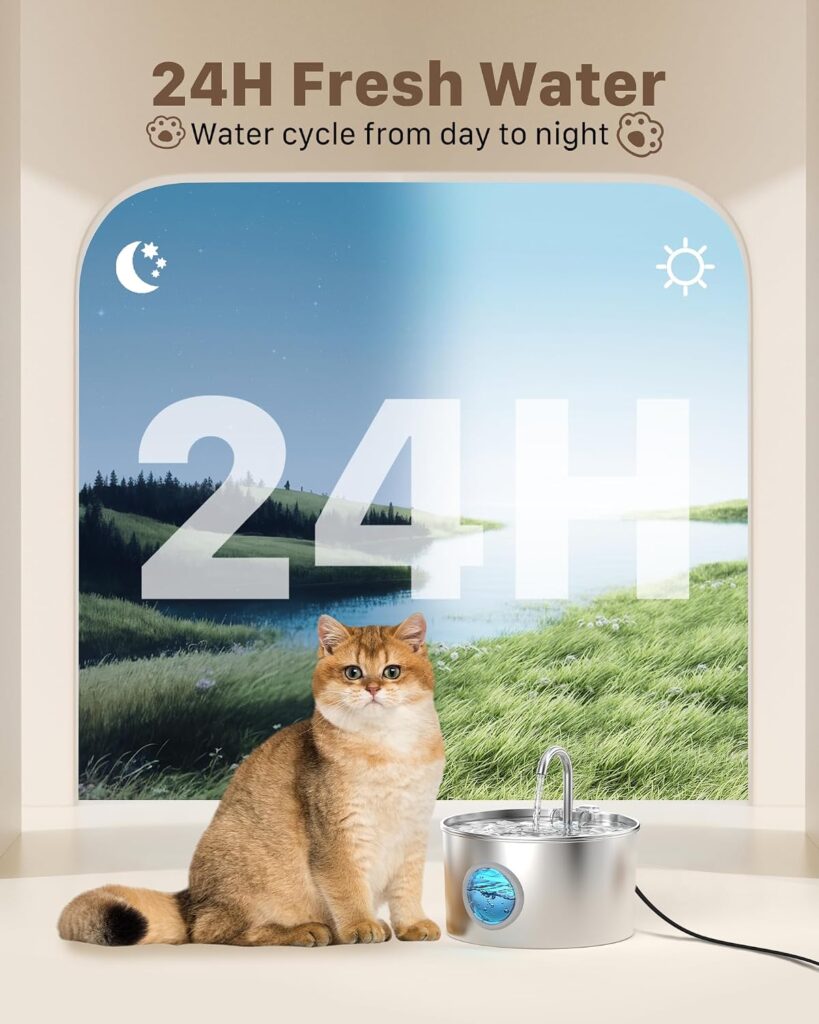 Stainless Steel Cat Water Fountain – 74 oz view 3