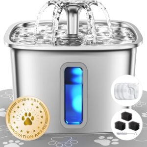 Stainless Steel Pet Water Fountain Set – 108 oz + Filters